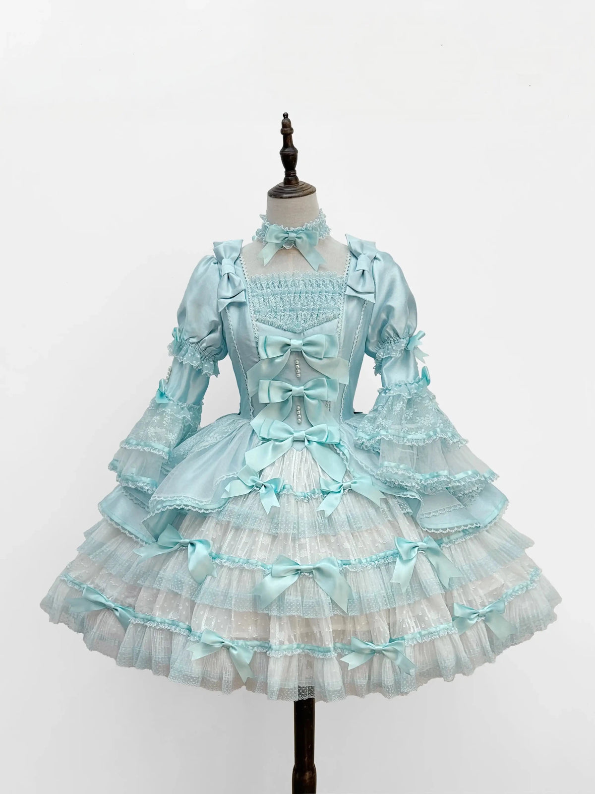 Velvet Cake Doll Pink Black Tiered Ruffle Classic Lolita JSK - LolitaEra