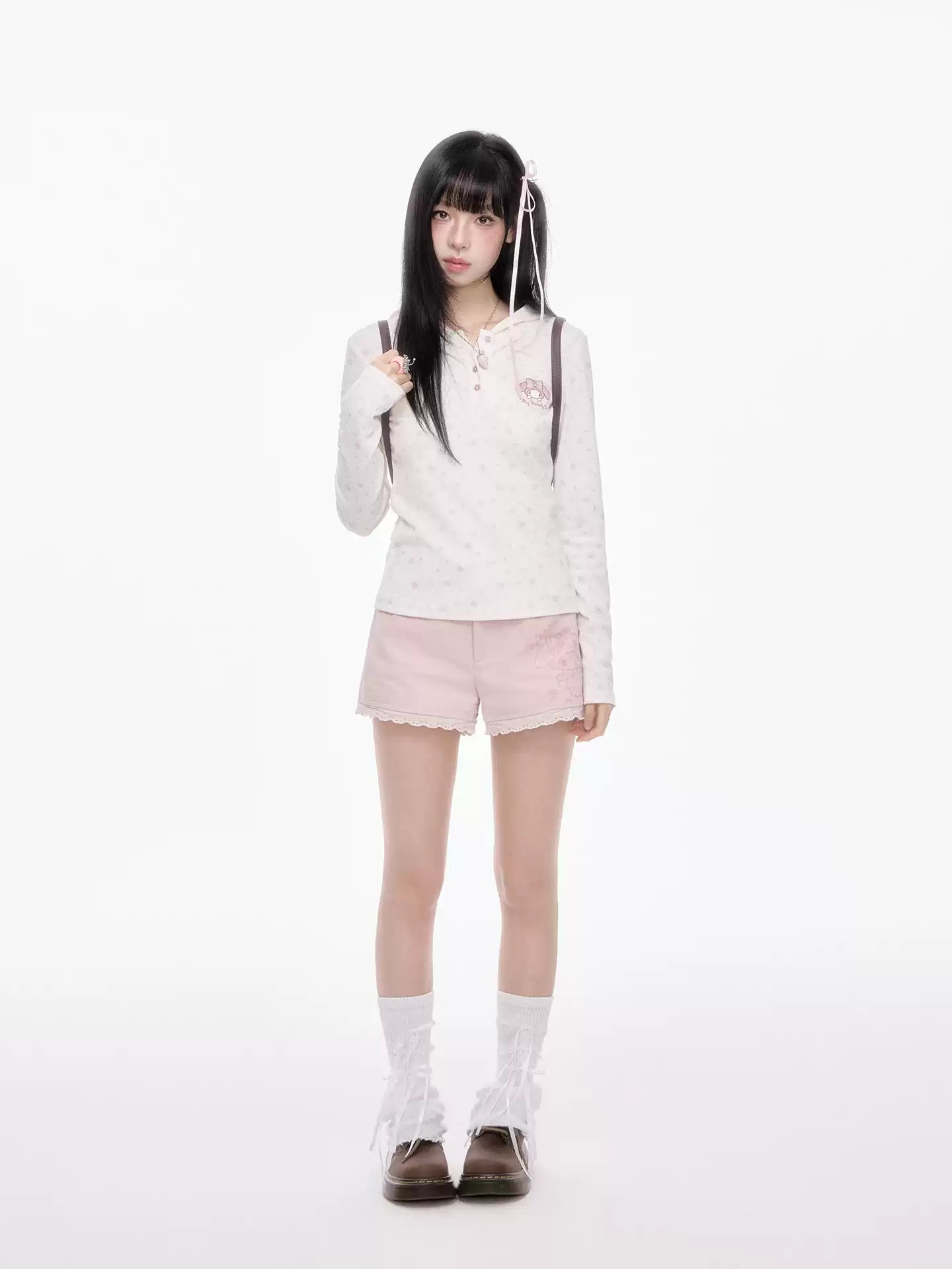 Versatile Pink Shorts With Lace Patchwork Design