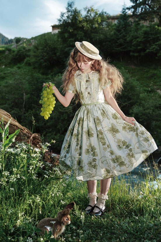 Vineyard Peter Pan Lolita Dress - LolitaEraPeter Pan Collar OP - PurpleXSVineyard Peter Pan Lolita Dress