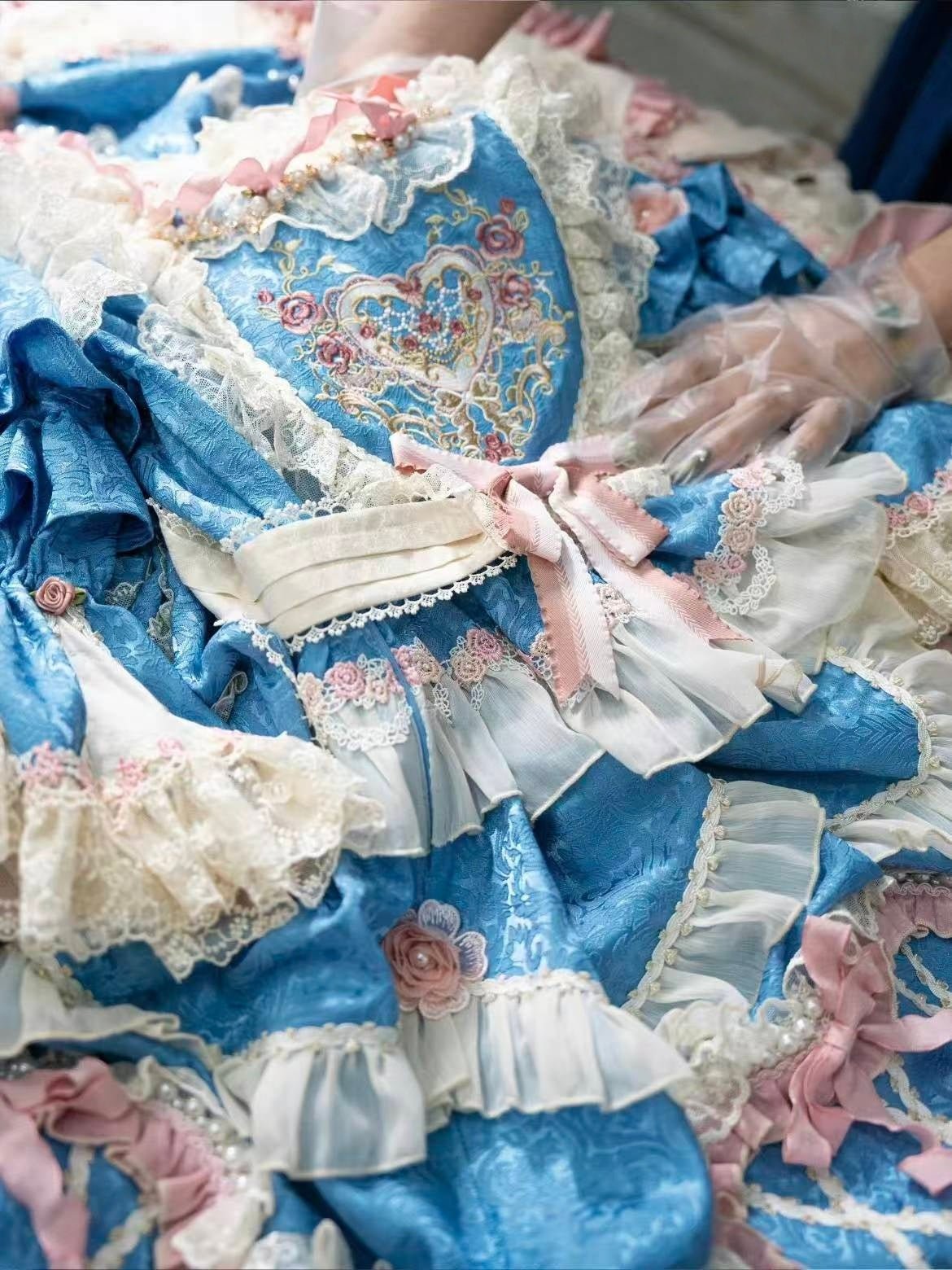 Vintage Cake Heavy - Duty Retro Ruffled Lolita Dress - LolitaEraBlue OPSVintage Cake Heavy - Duty Retro Ruffled Lolita Dress