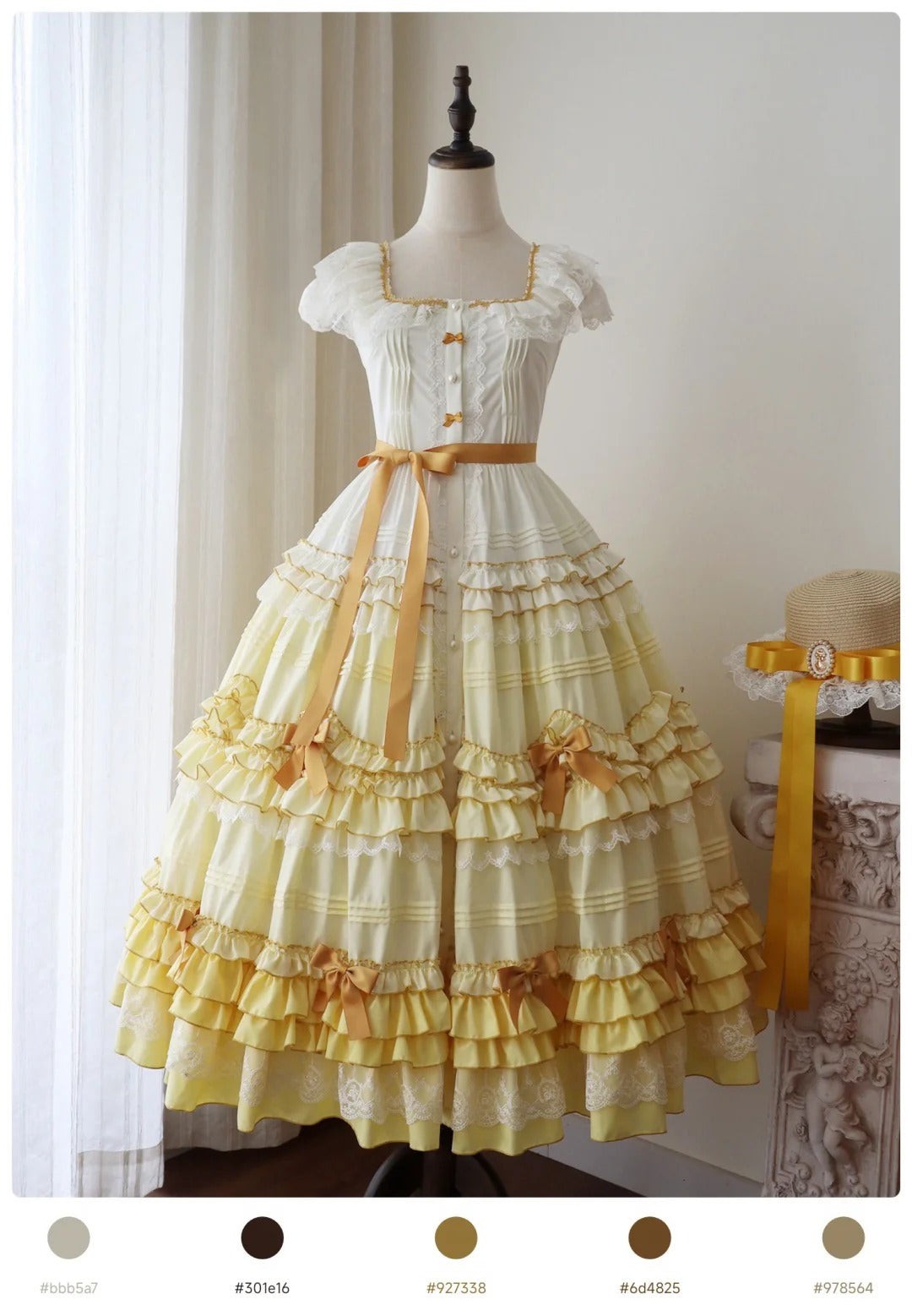 Vintage Classic Lolita Gradient Cream Yellow JSK Dress - LolitaEra