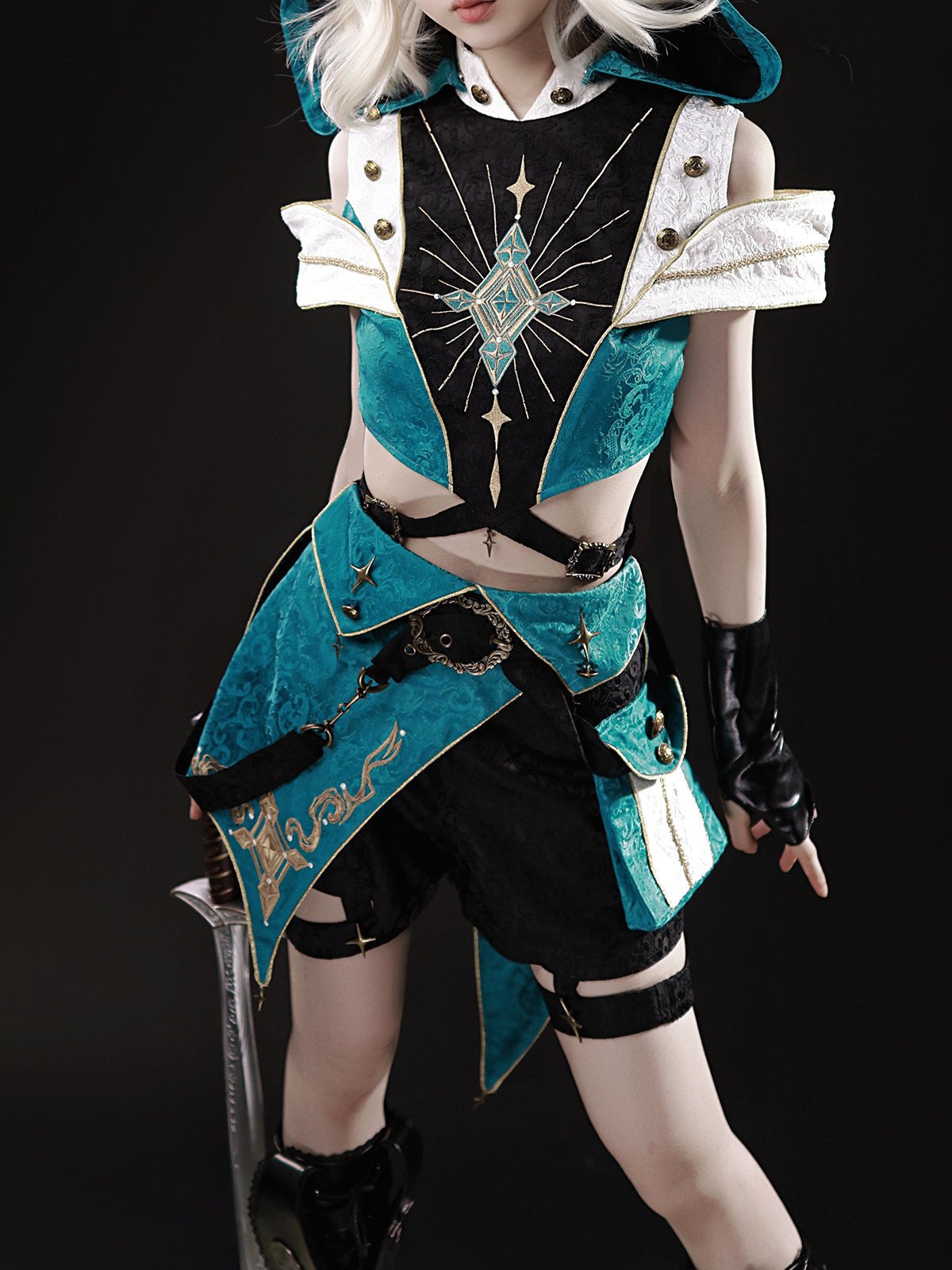 Wanderer's Kit Futuristic Battle Punk Set 1326 - LolitaEra3 - Piece Set (Top+ Hat+Skort)SWanderer's Kit Futuristic Battle Punk Set 1326