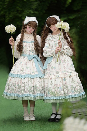 Warbler Season Classic Lolita OP/JSK Dress Set LE1191 - LolitaEraJSK+beltSWarbler Season Classic Lolita OP/JSK Dress Set LE1191