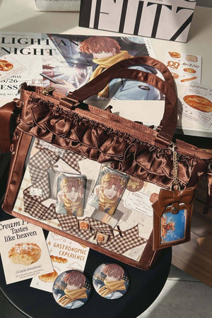 Wave Satin Crossbody Ribbon Bow Ita Bag 1288 - LolitaEraPurpleWave Satin Crossbody Ribbon Bow Ita Bag 1288