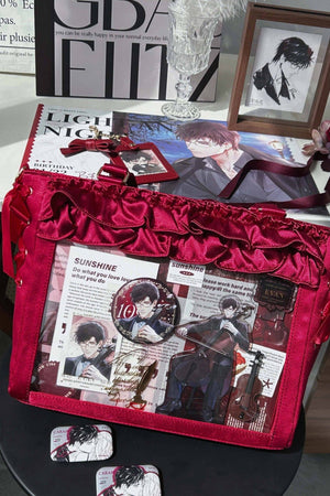 Wave Satin Crossbody Ribbon Bow Ita Bag 1288 - LolitaEraPurpleWave Satin Crossbody Ribbon Bow Ita Bag 1288