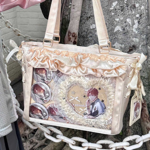 Wave Satin Crossbody Ribbon Bow Ita Bag 1288 - LolitaEraYellowWave Satin Crossbody Ribbon Bow Ita Bag 1288