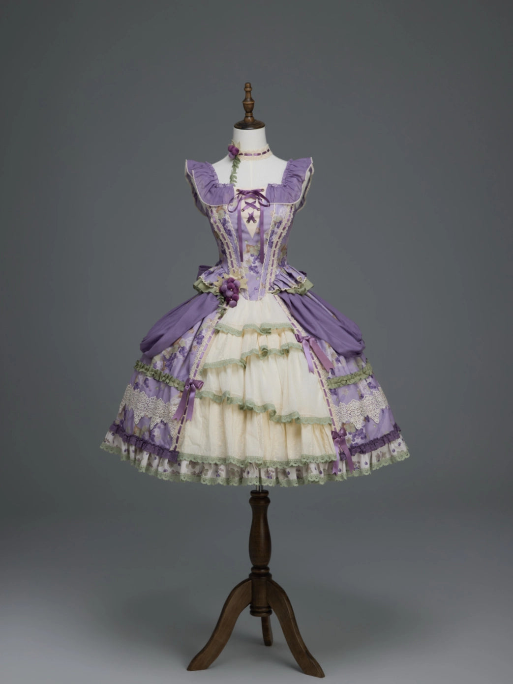 Merlot Maiden Manor Lolita Original Design Elegant Grape Print Separate Dress Set