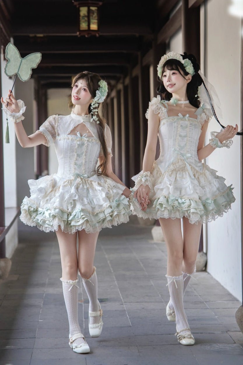 Whisper of Little Jasmine High Waist Mini Two - Piece Set - LolitaEraJSKSWhisper of Little Jasmine High Waist Mini Two - Piece Set