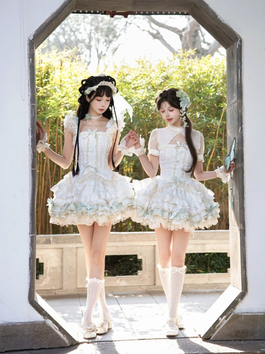 Whisper of Little Jasmine High Waist Mini Two - Piece Set - LolitaEraJSKSWhisper of Little Jasmine High Waist Mini Two - Piece Set