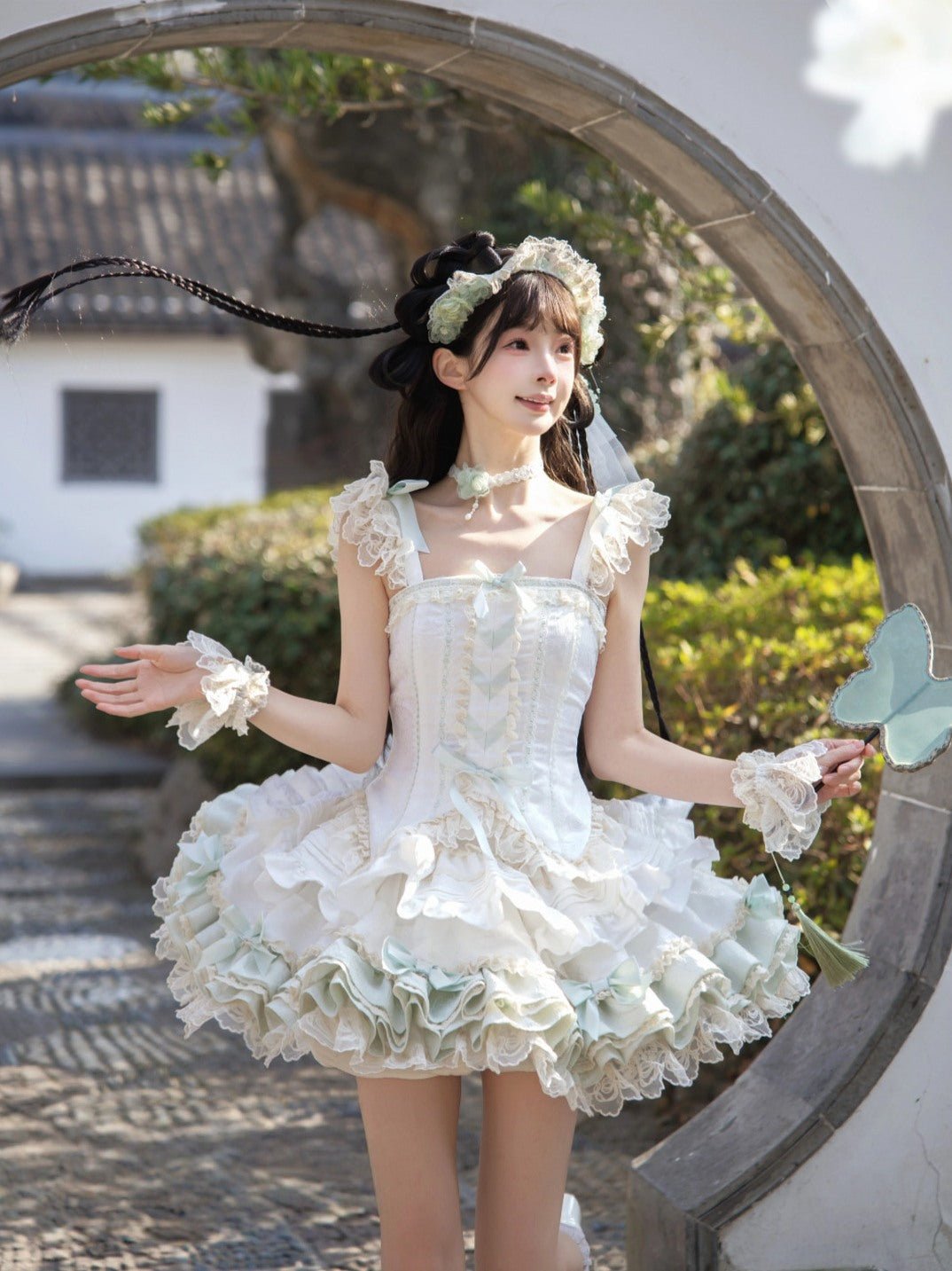 Whisper of Little Jasmine High Waist Mini Two - Piece Set - LolitaEraJSKSWhisper of Little Jasmine High Waist Mini Two - Piece Set