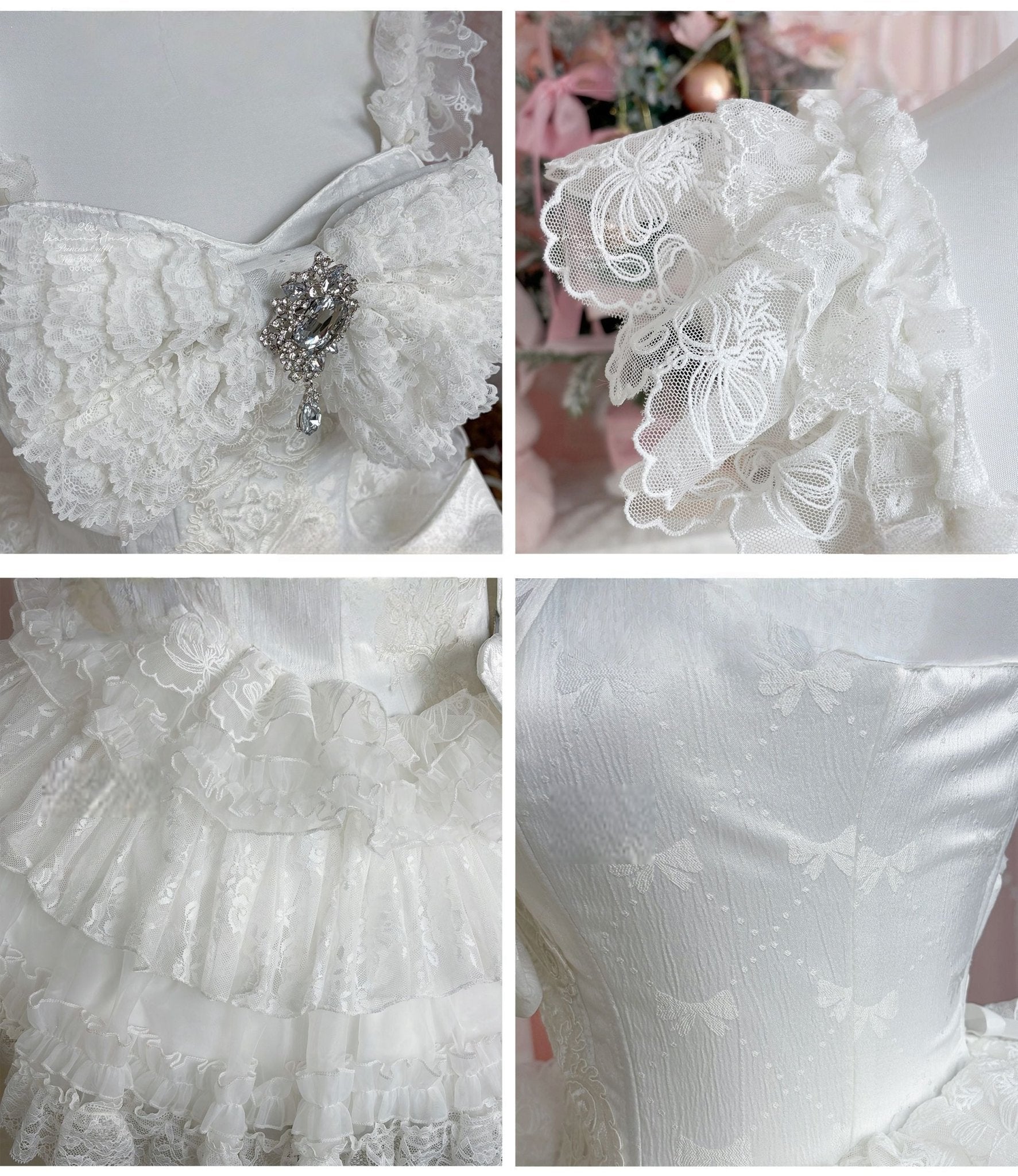 White Feather Promise Moonlight Light Wedding Dress - LolitaEraWhite VeilSWhite Feather Promise Moonlight Light Wedding Dress