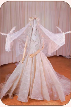 White Wedding Lolita Electric Bird Veil Set - LolitaEraWhite Veil SetWhite Wedding Lolita Electric Bird Veil Set
