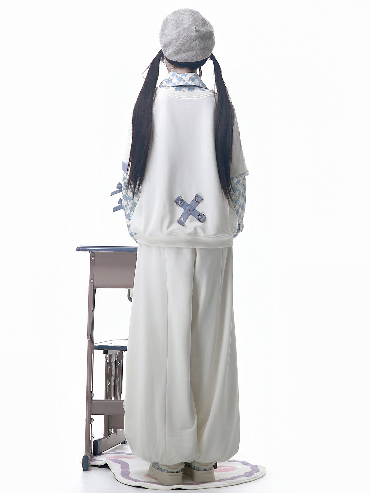 Winter Irregular Sweatshirt & Trousers Set - LolitaEraTop+Trousers+Belt+TieSWinter Irregular Sweatshirt & Trousers Set
