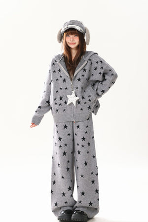 Winter Star Print Warm Home Wear Set - LolitaEraPantsSWinter Star Print Warm Home Wear Set