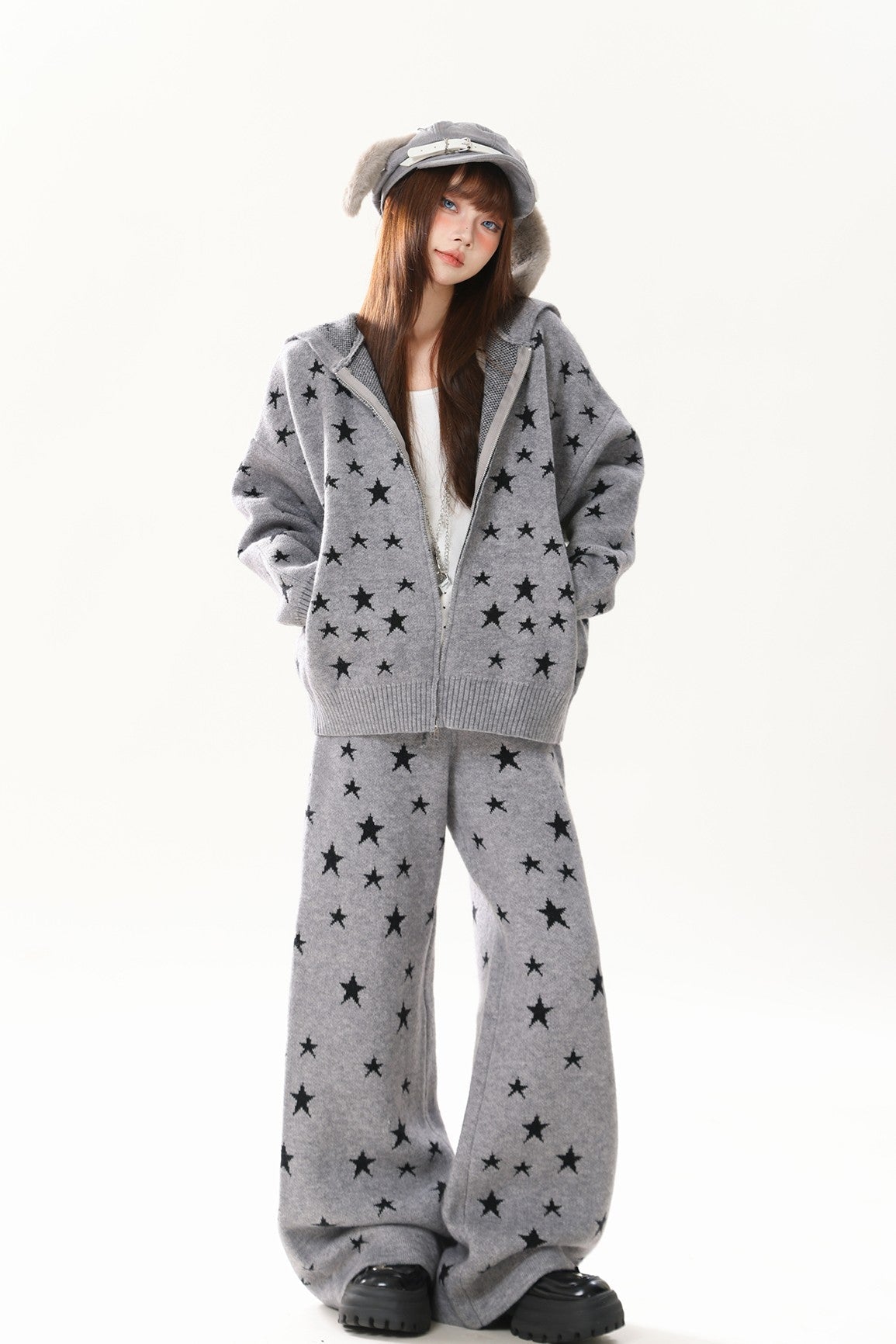 Winter Star Print Warm Home Wear Set - LolitaEraPantsSWinter Star Print Warm Home Wear Set