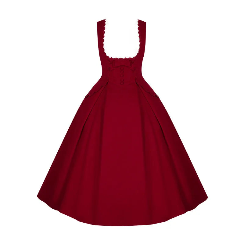 Women's Embroidered Fishbone Velvet Rose Lolita Dress Set