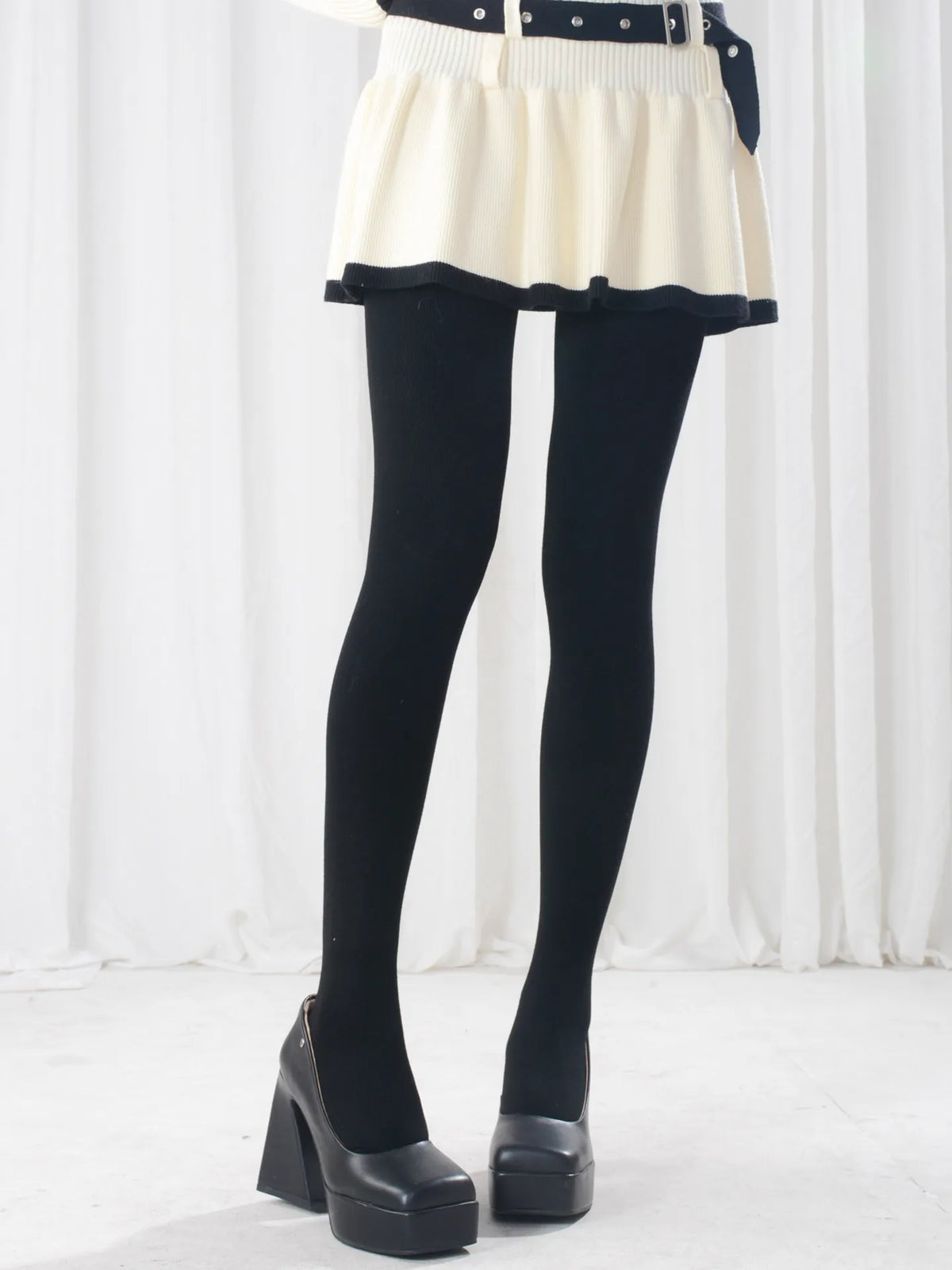 Women's Fleece-Lined Cotton Tummy Control Lolita Tights