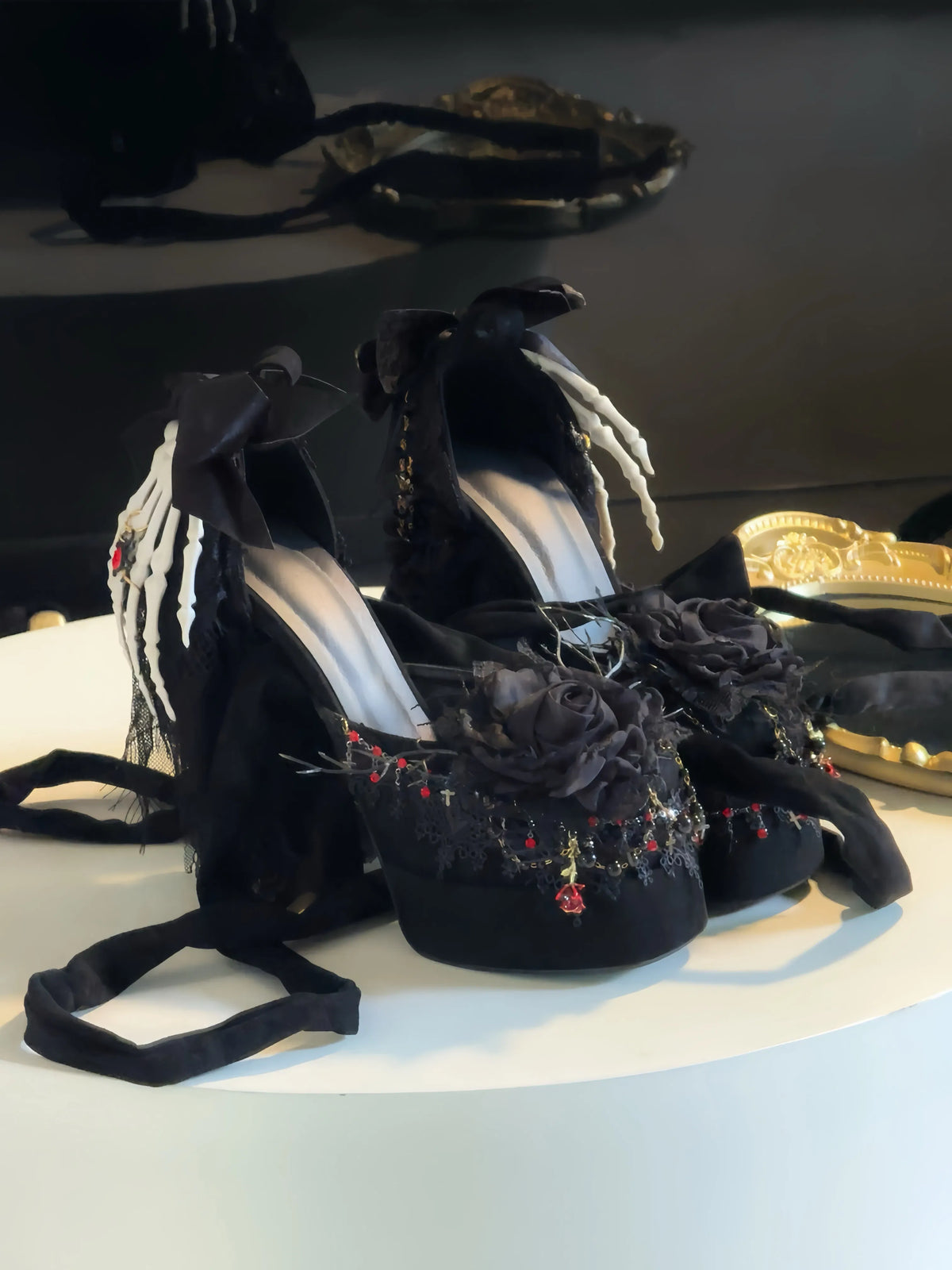 Women's Gothic Strappy Platform Chunky High Heel Lolita Shoes