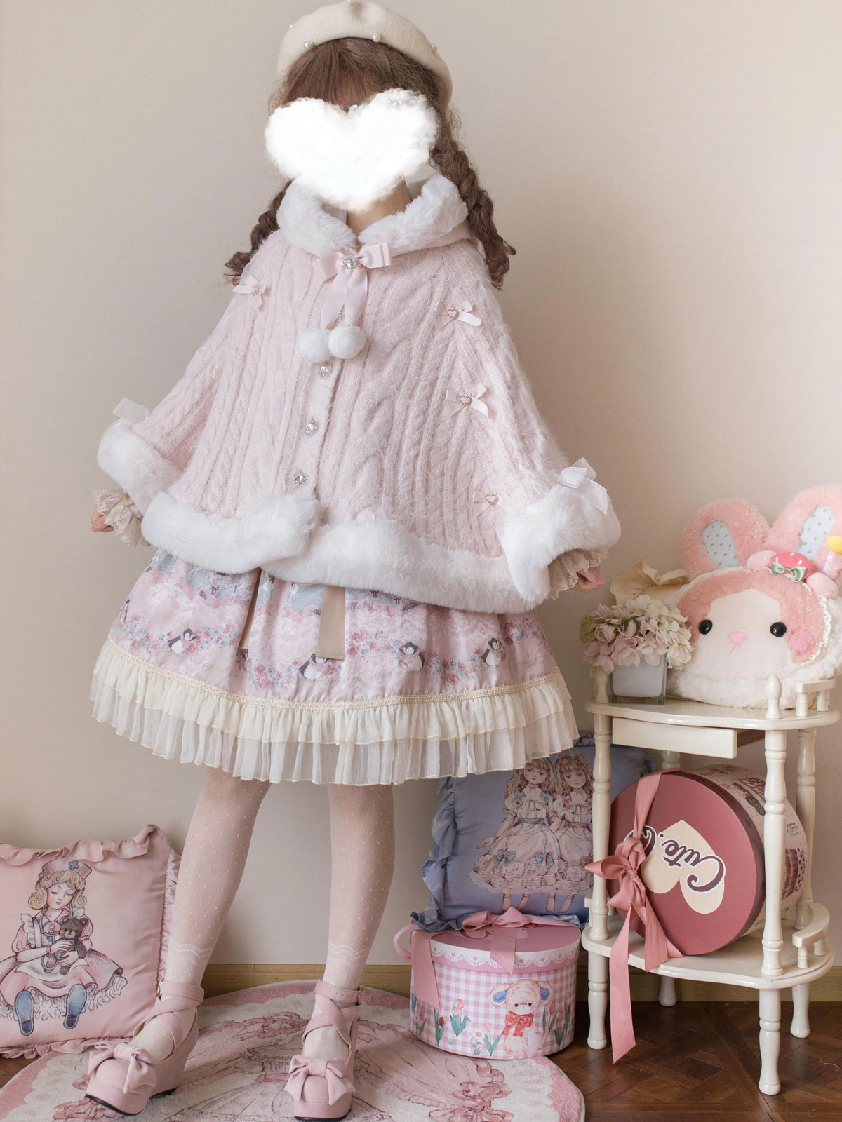 Women's Japanese Knit Soft Girl Lolita Cape Sweater