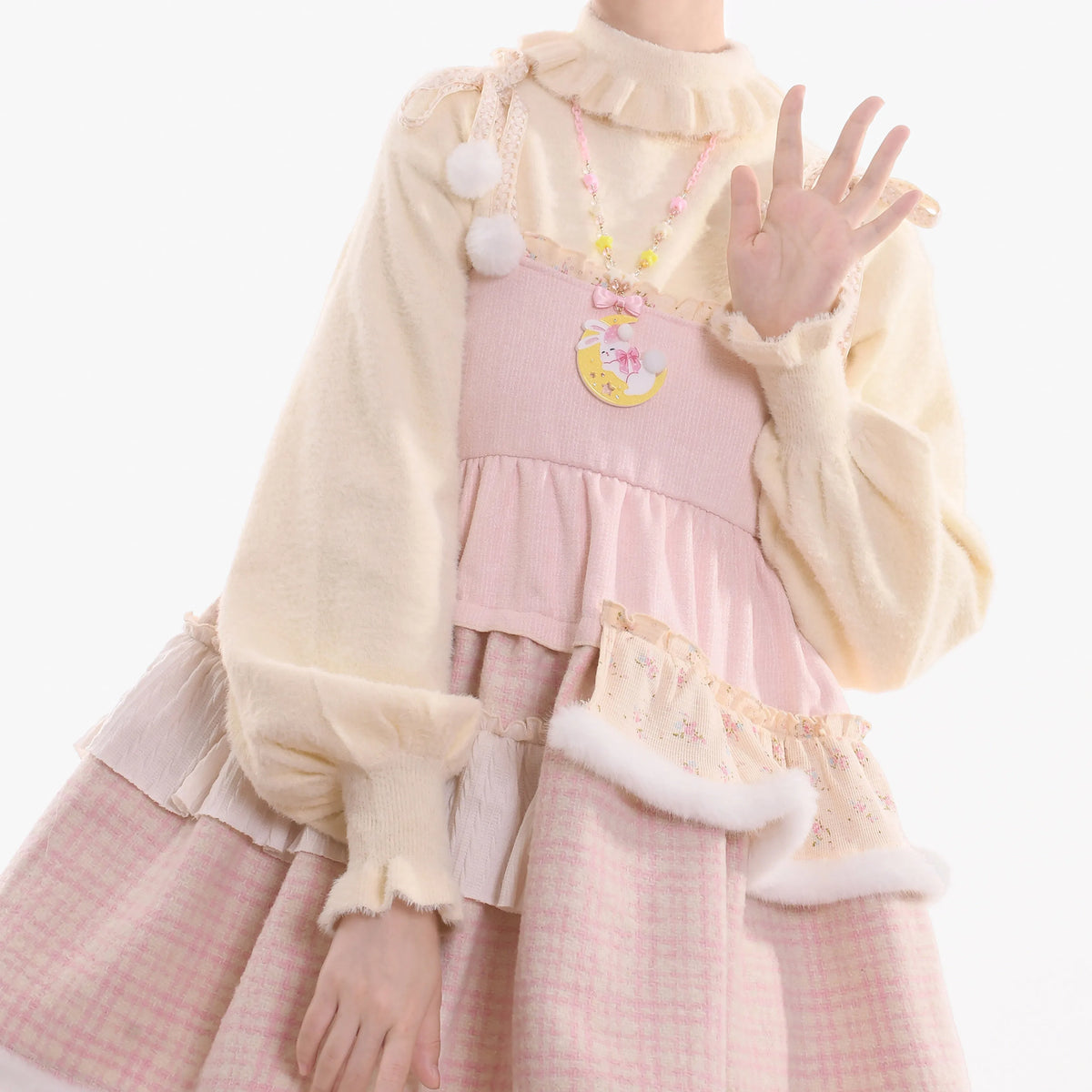 Women's Knit Puff Sleeve Turtleneck Lolita Sweater