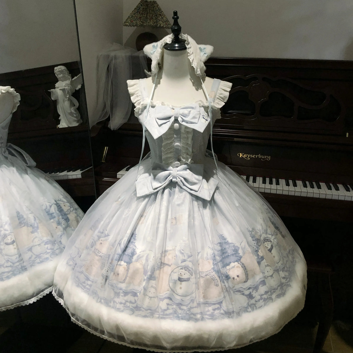 Women's Snowman Bear Autumn Winter Plush Lolita JSK Dress