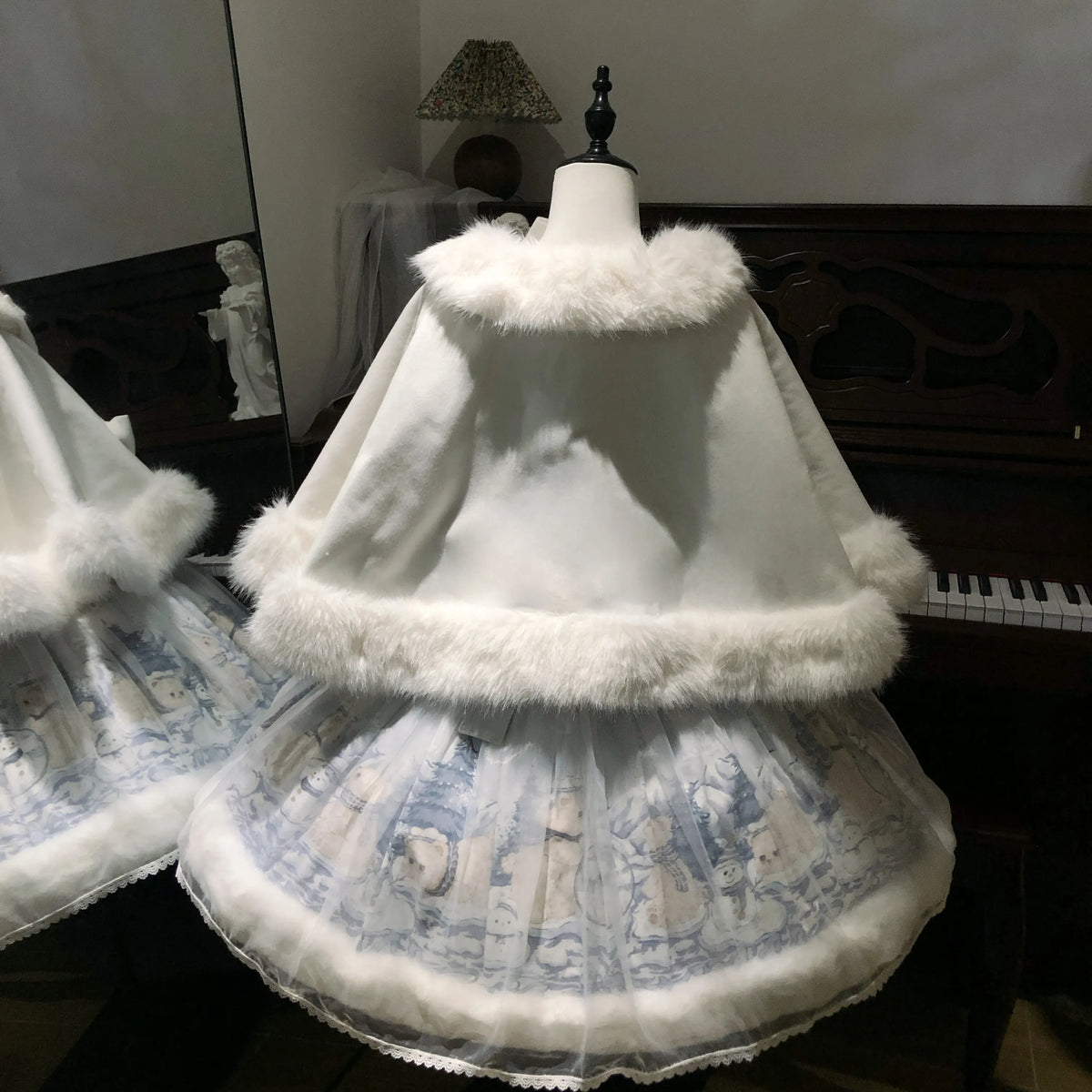 Women's Snowman Bear Autumn Winter Plush Lolita JSK Dress