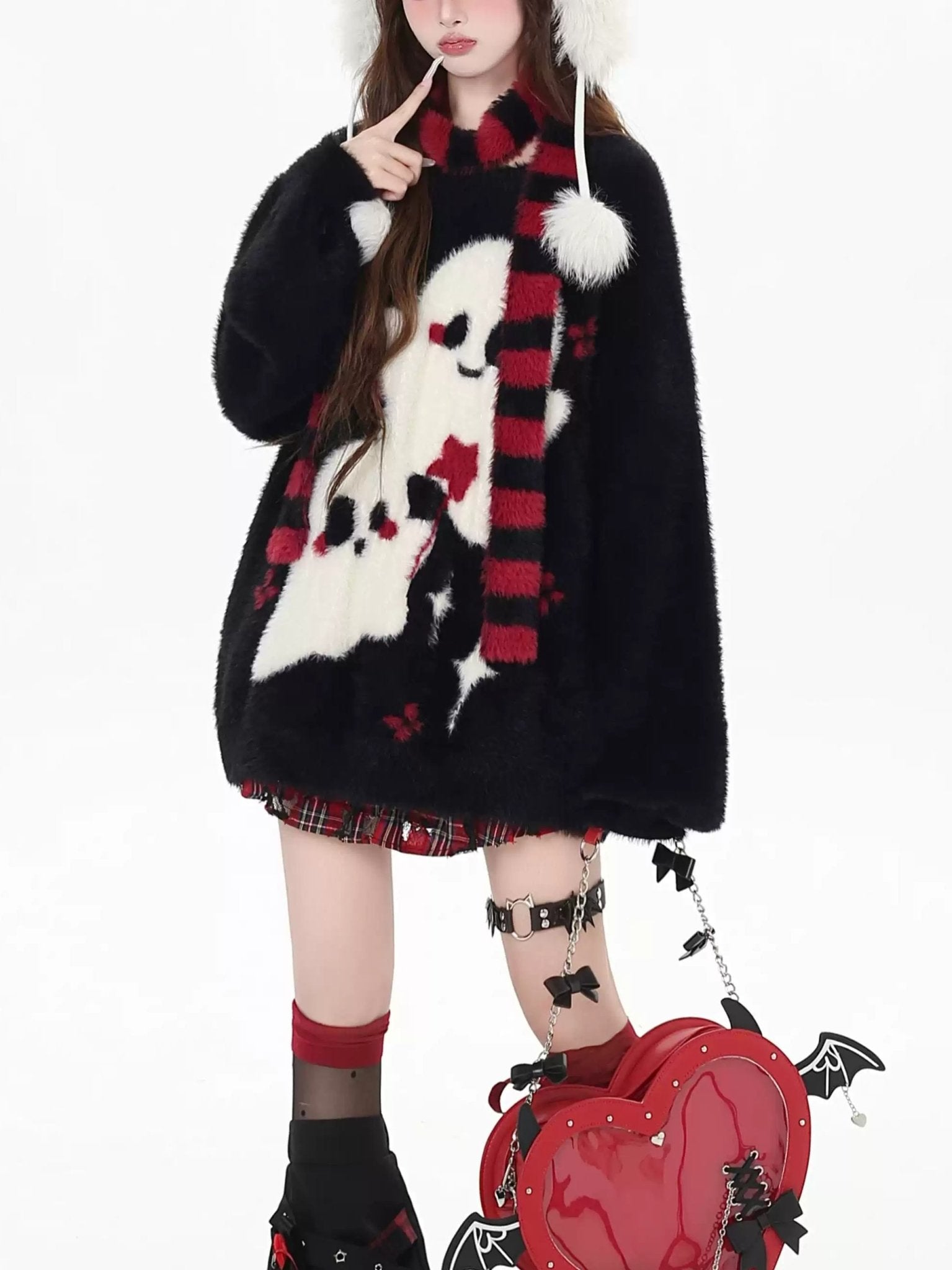 Y2K Kawaii Faux Mink Pullover Sweater - LolitaEraPinkSY2K Kawaii Faux Mink Pullover Sweater