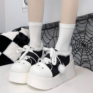 Y2K Lolita Fleece - lined Platform Shoes 1305 - LolitaEraBlack Set34Y2K Lolita Fleece - lined Platform Shoes 1305
