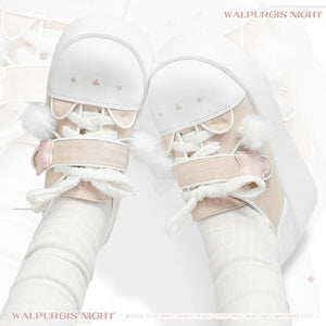 Y2K Lolita Fleece - lined Platform Shoes 1305 - LolitaEraWhite34Y2K Lolita Fleece - lined Platform Shoes 1305