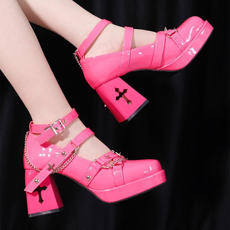 Y2K Punk High Heels 1307 - LolitaEraPink34Y2K Punk High Heels 1307