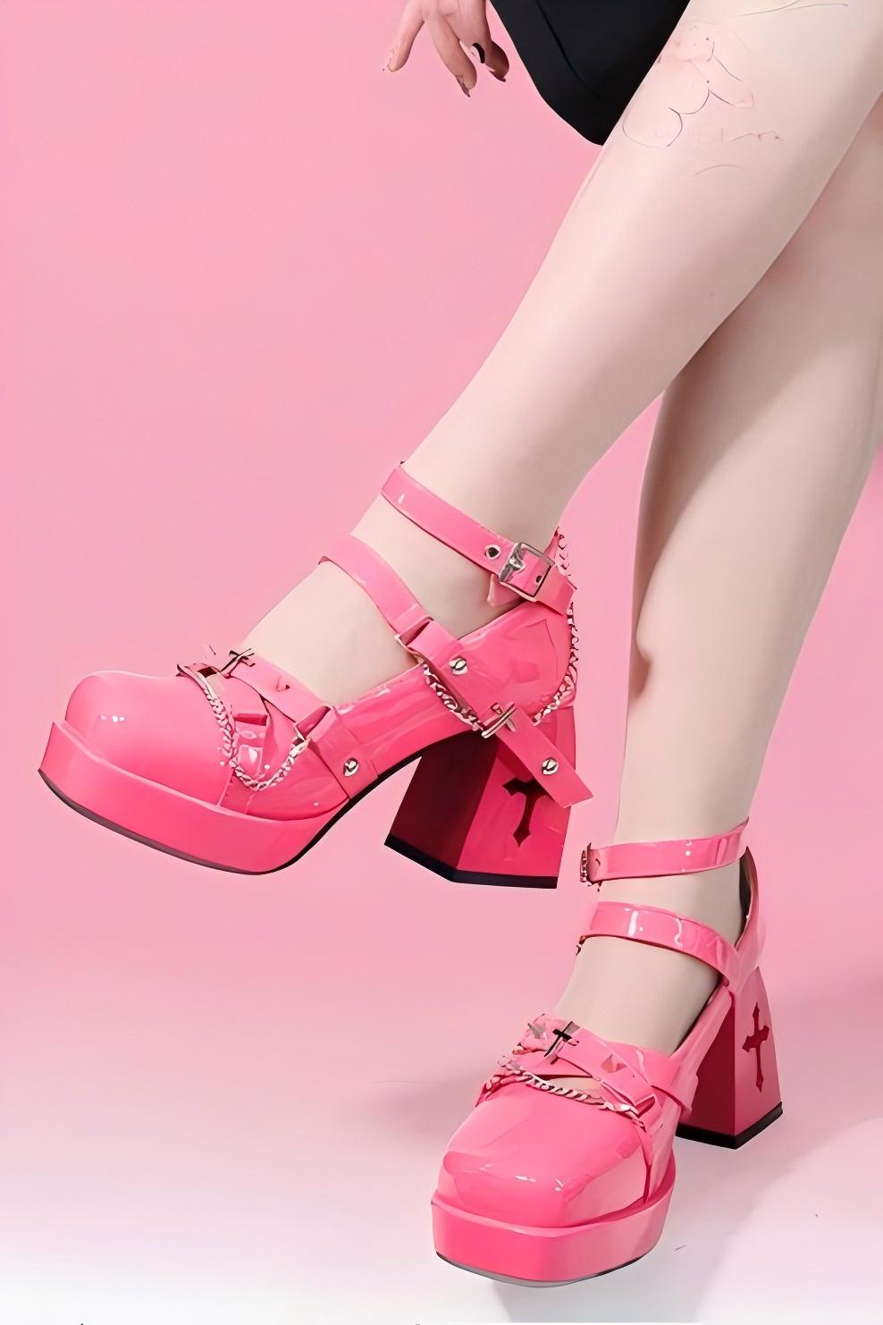 Y2K Punk High Heels 1307 - LolitaEraBlack Set34Y2K Punk High Heels 1307