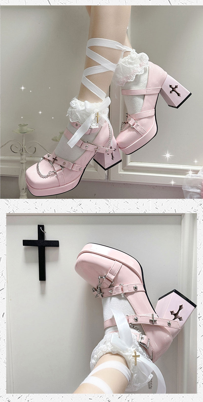 Y2K Punk High Heels 1307 - LolitaEraBlack Set34Y2K Punk High Heels 1307