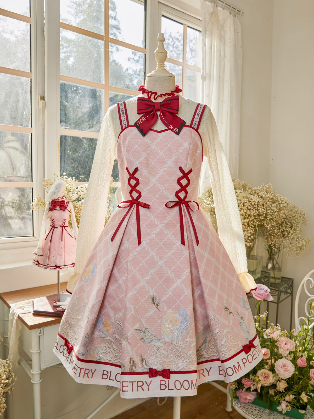 Poetic Bloom Lolita Sweet Fitted Waist Knit Inner JSK Dress