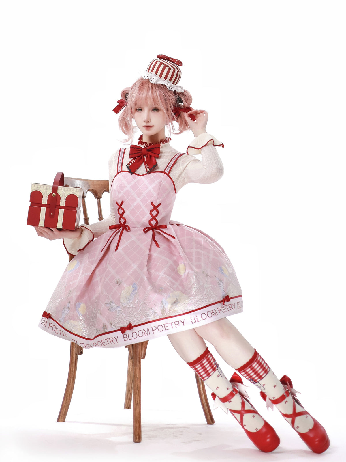Poetic Bloom Lolita Sweet Fitted Waist Knit Inner JSK Dress