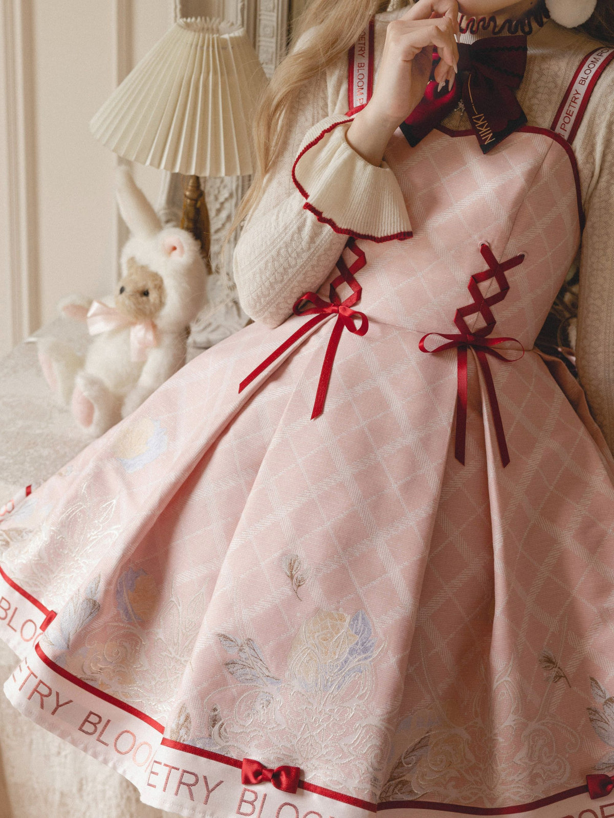 Poetic Bloom Lolita Sweet Fitted Waist Knit Inner JSK Dress