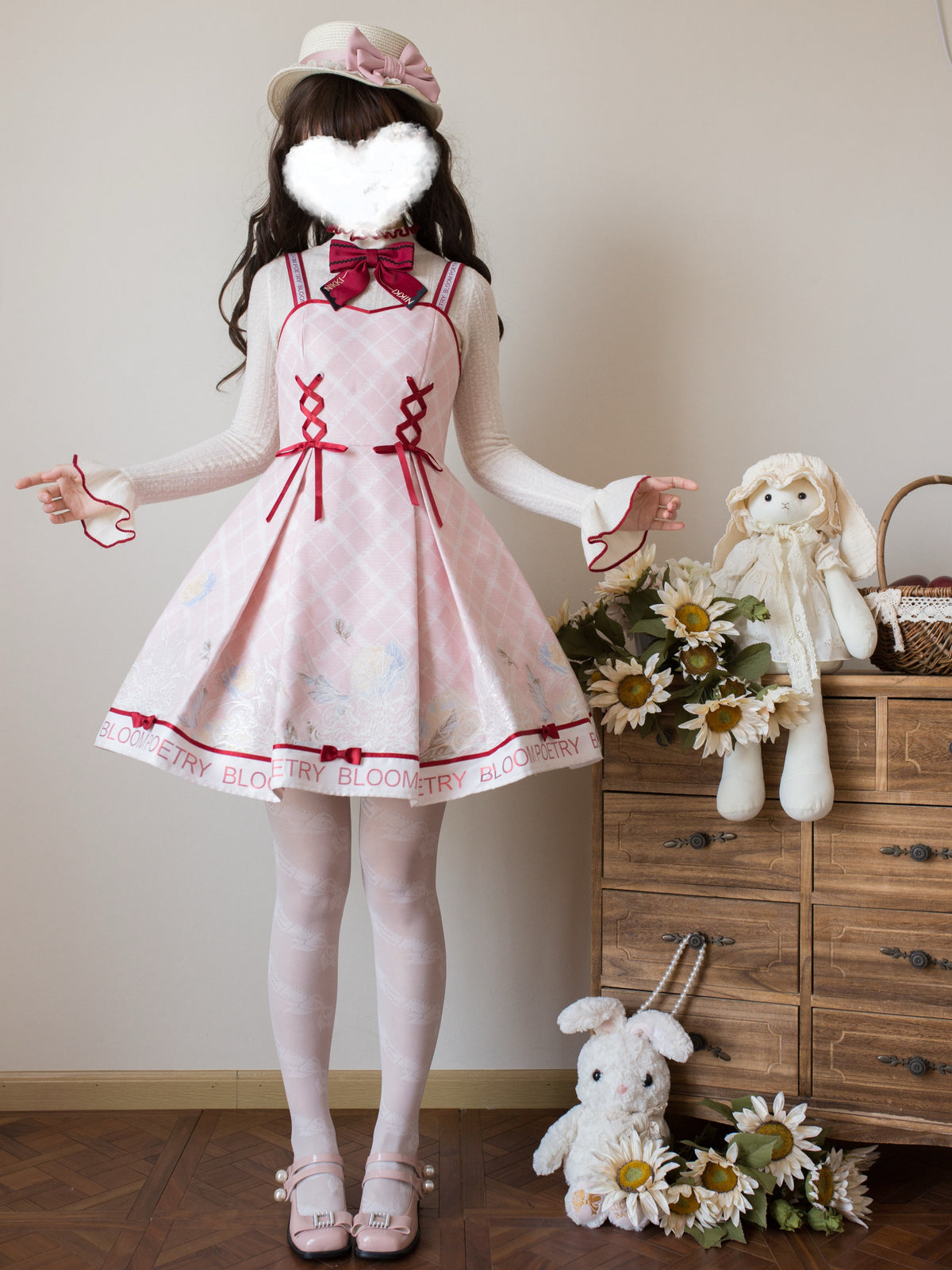 Poetic Bloom Lolita Sweet Fitted Waist Knit Inner JSK Dress