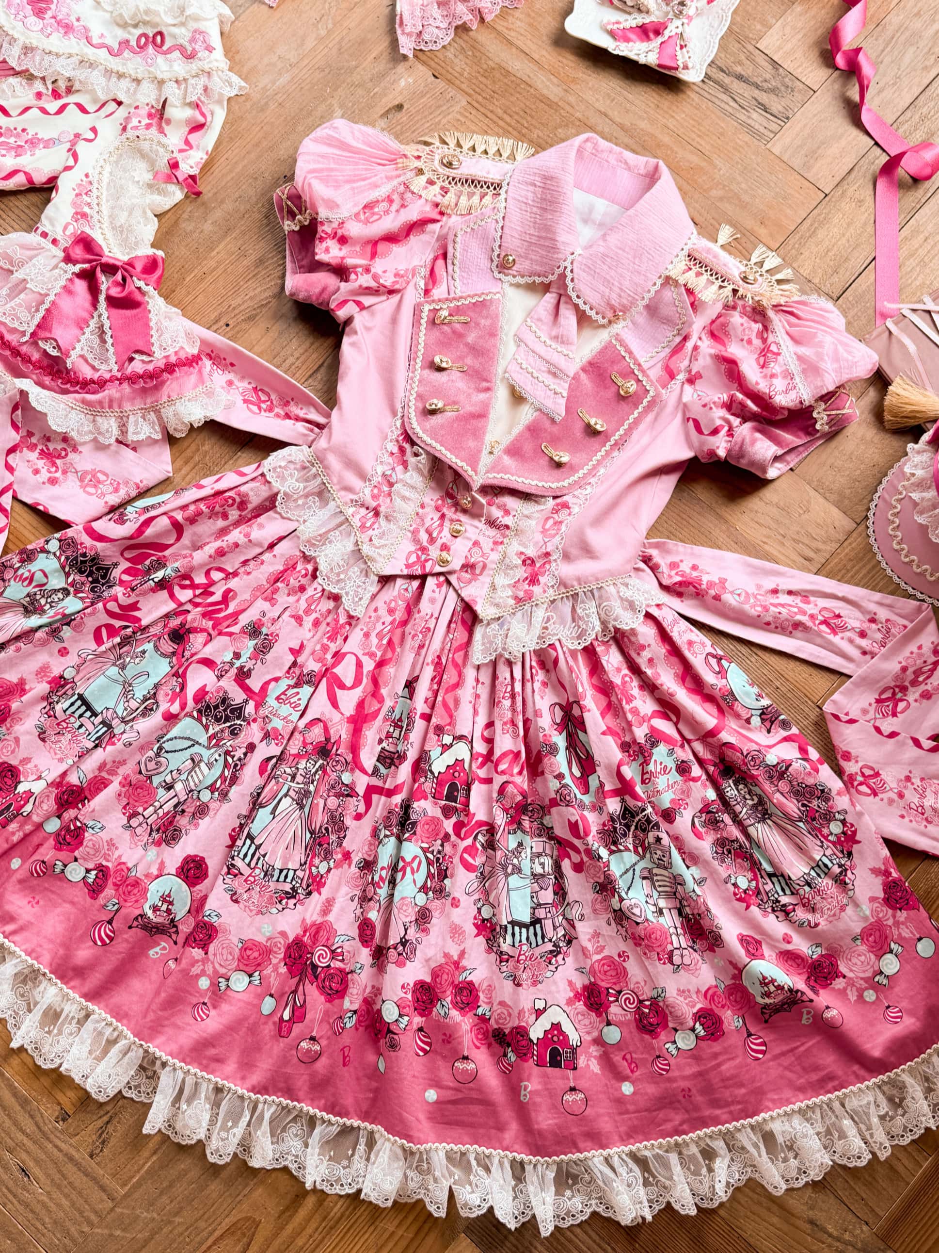 Nutcracker x Barbie Collab Original Lolita Elegant Fake Two‑Piece OP Dress