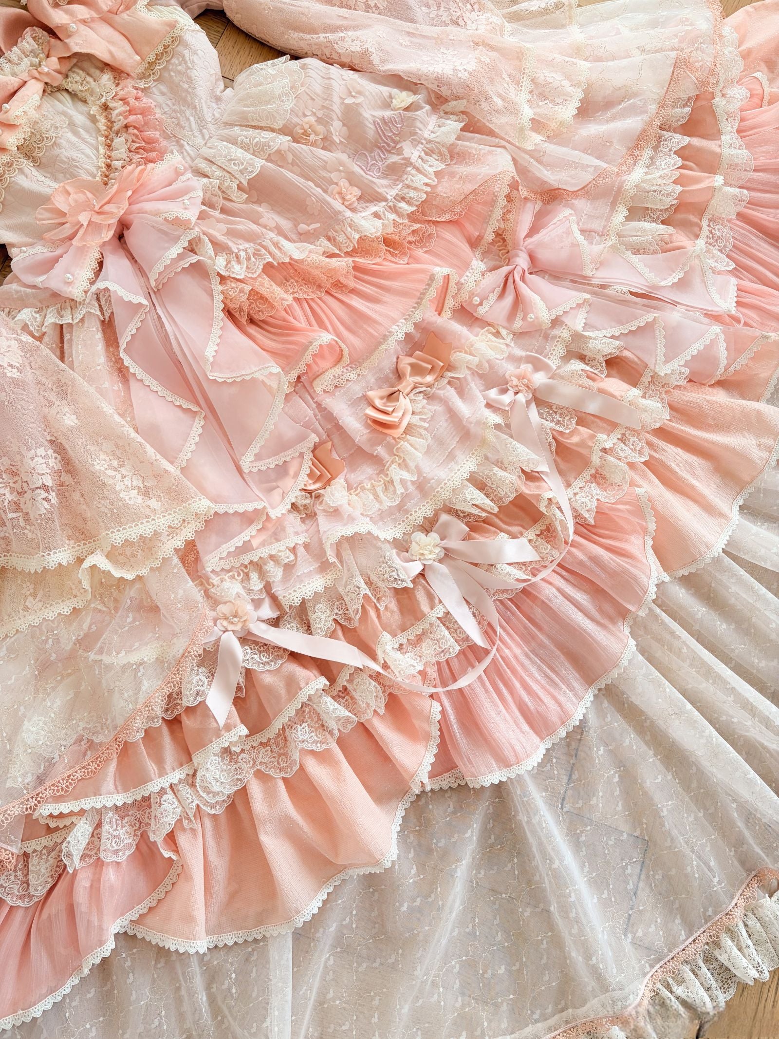 Cream Peach Princess x Barbie Collab Original Lolita Bridal OP Dress