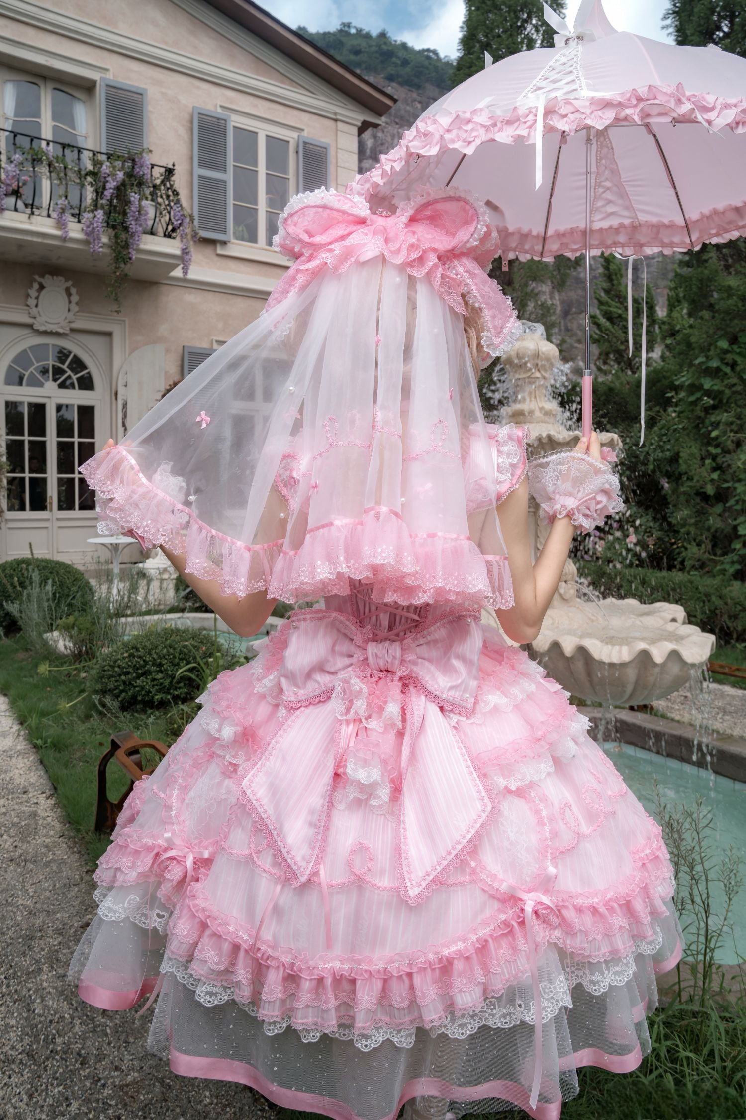 Dreamy Daydream x Barbie Collab Lolita Heart‑Embroidered JSK Dress