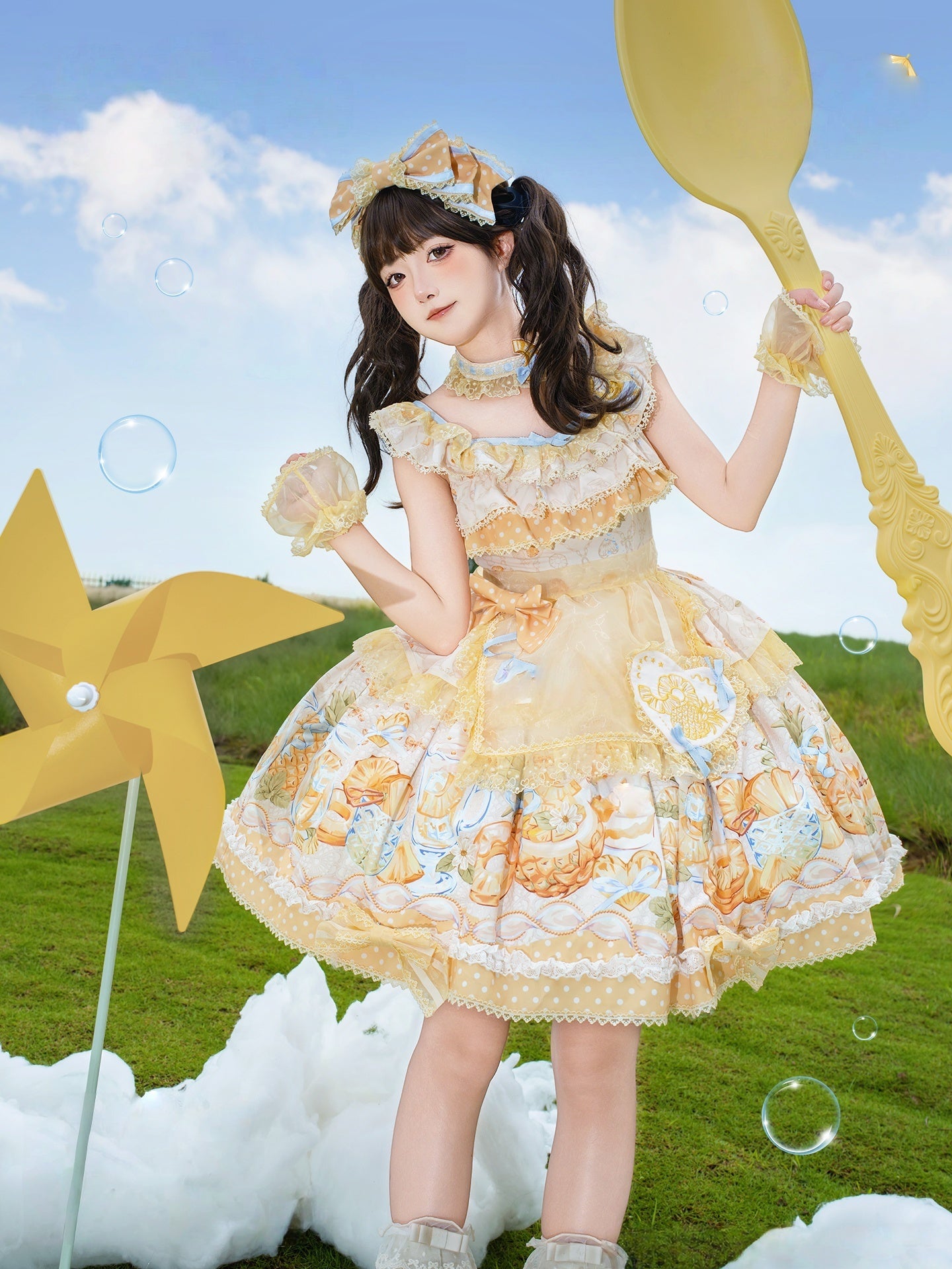 Pineapple Soda Sweet Yellow Pineapple Print Lolita JSK