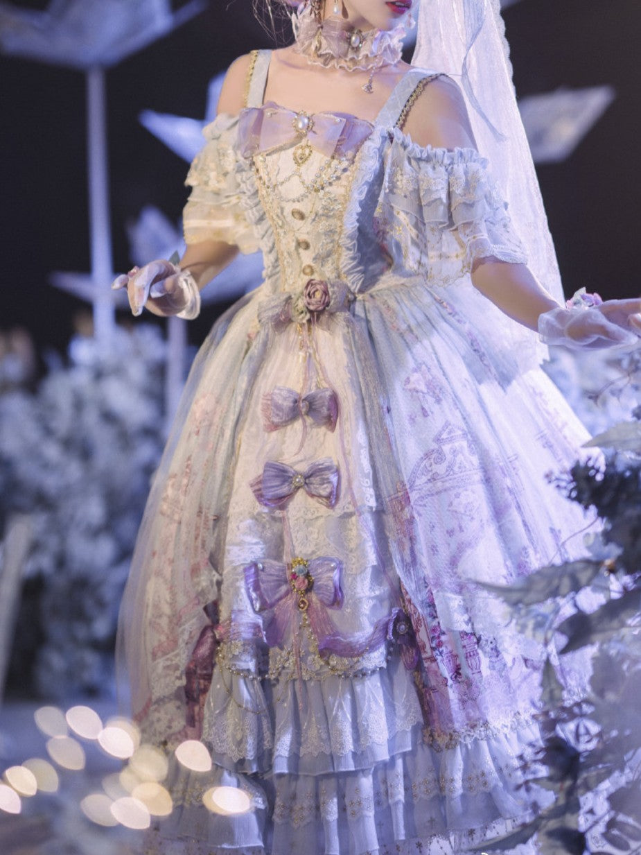 Moon Ballad Lolita Gorgeous Bridal Light Blue JSK Full Set