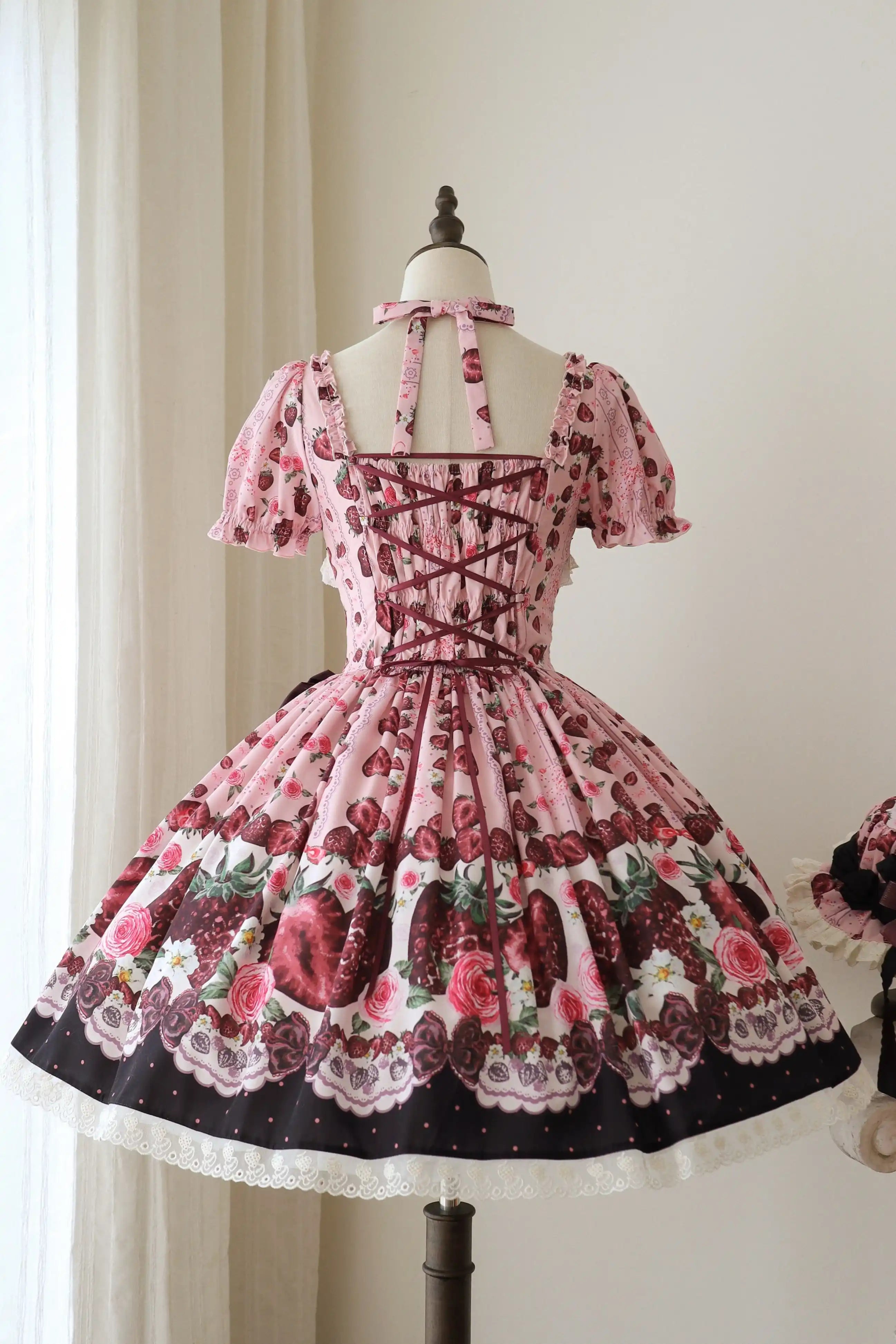 Rotten Berry Fairy Tale Strawberry Print Sweet Gothic Lolita OP Dress