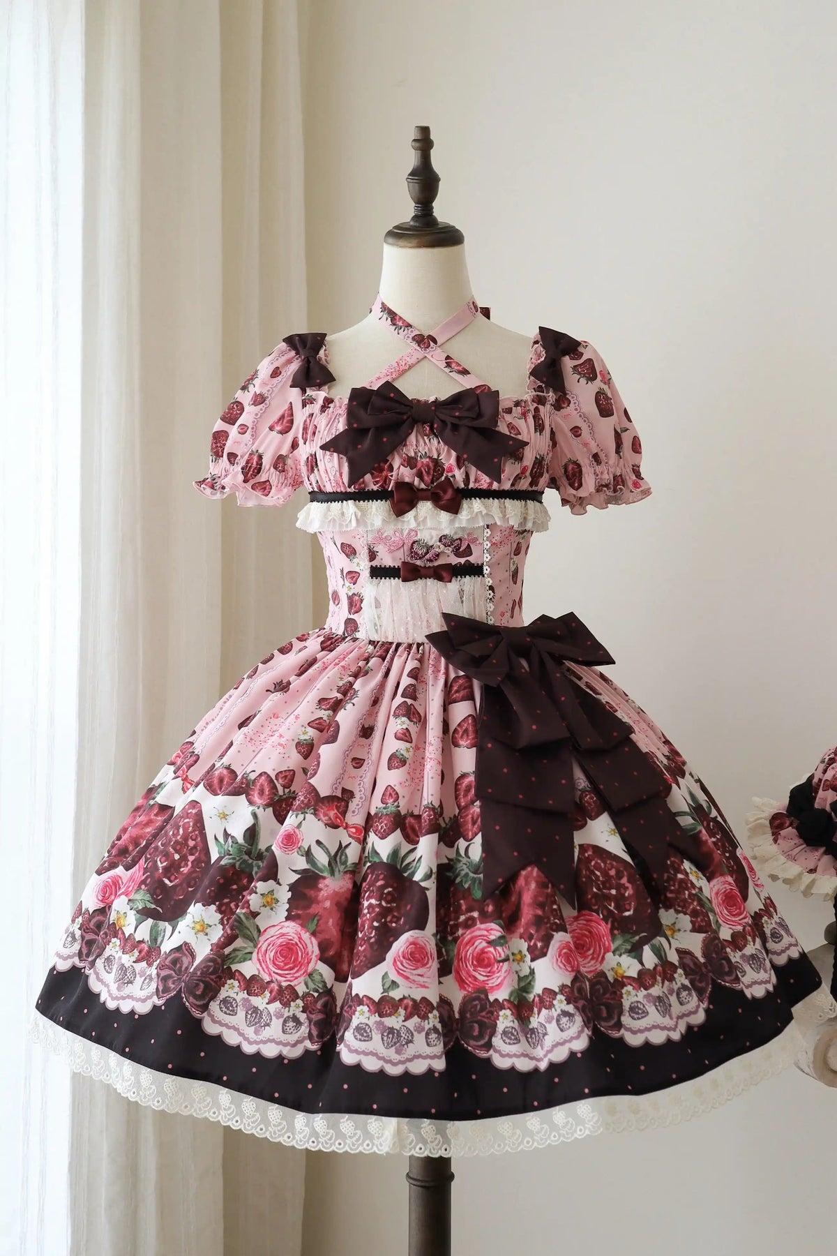 Rotten Berry Fairy Tale Strawberry Print Sweet Gothic Lolita OP Dress