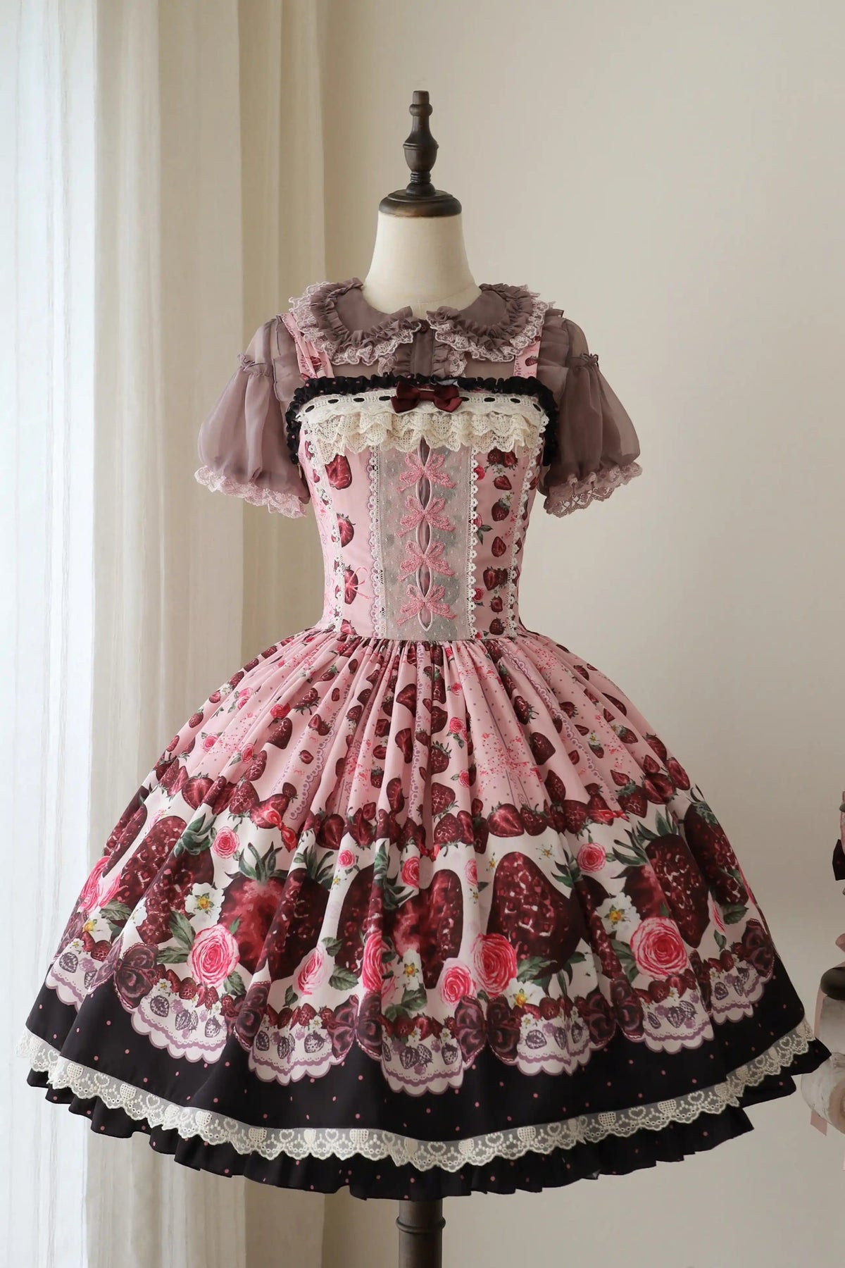 Rotten Berry Fairy Tale Strawberry Print Sweet Gothic Lolita JSK Dress