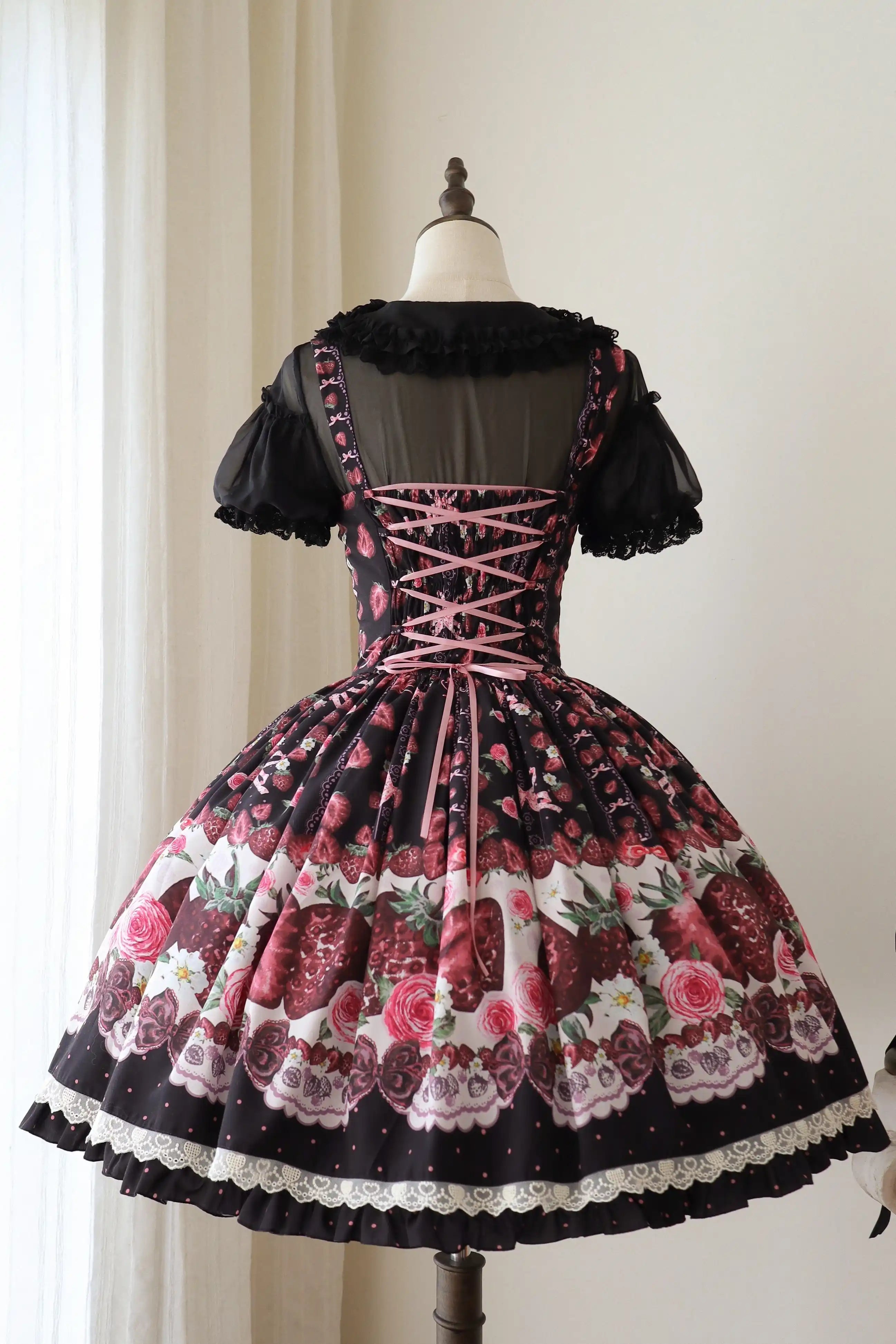 Rotten Berry Fairy Tale Strawberry Print Sweet Gothic Lolita JSK Dress