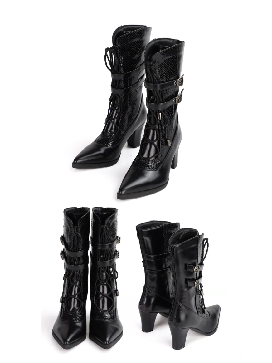 Dark Night and Dawn Gothic Lolita Knight Pointed Toe Boots