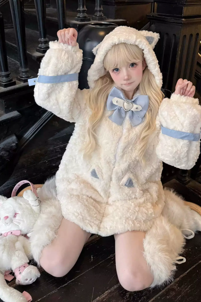 Earthquake Kitty Fluffy Cat Ear J-Style Sweet Cool Lolita Outwear