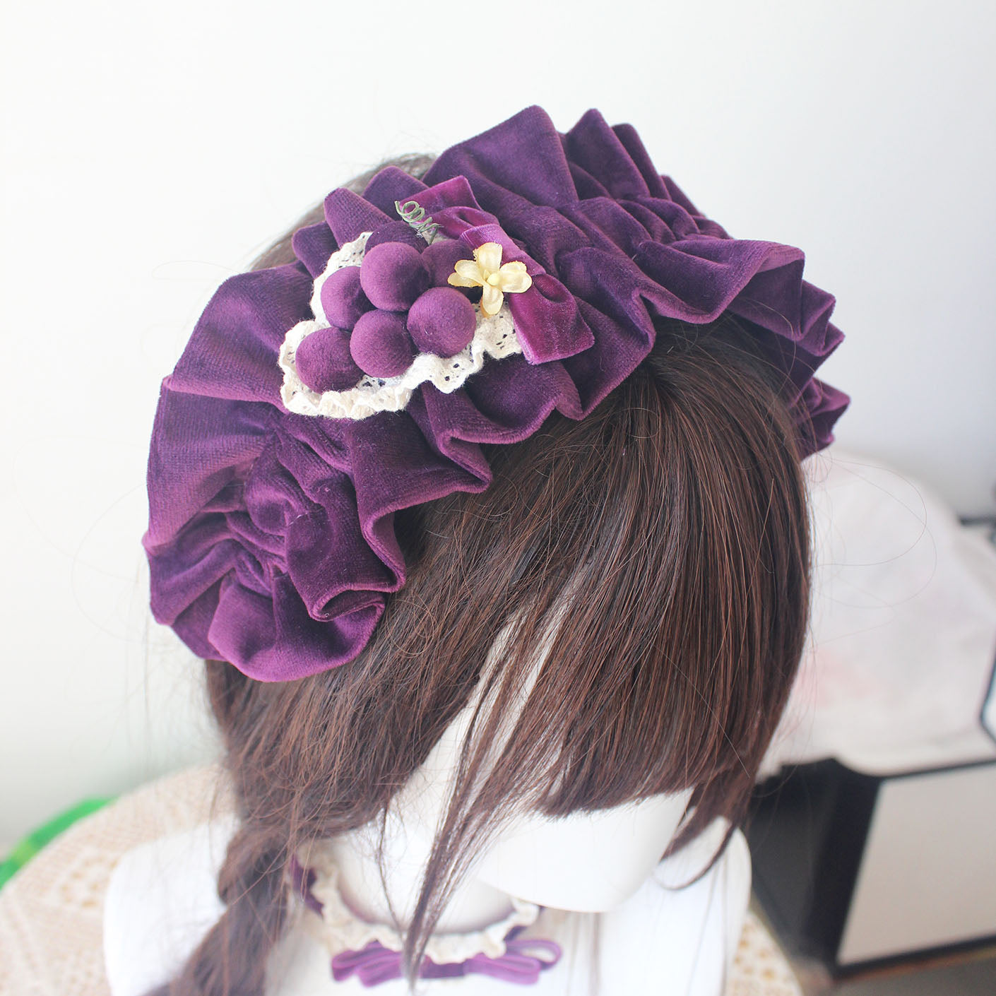 Lolita Purple Grape Theme Mini Hat Hair Clip LE1001