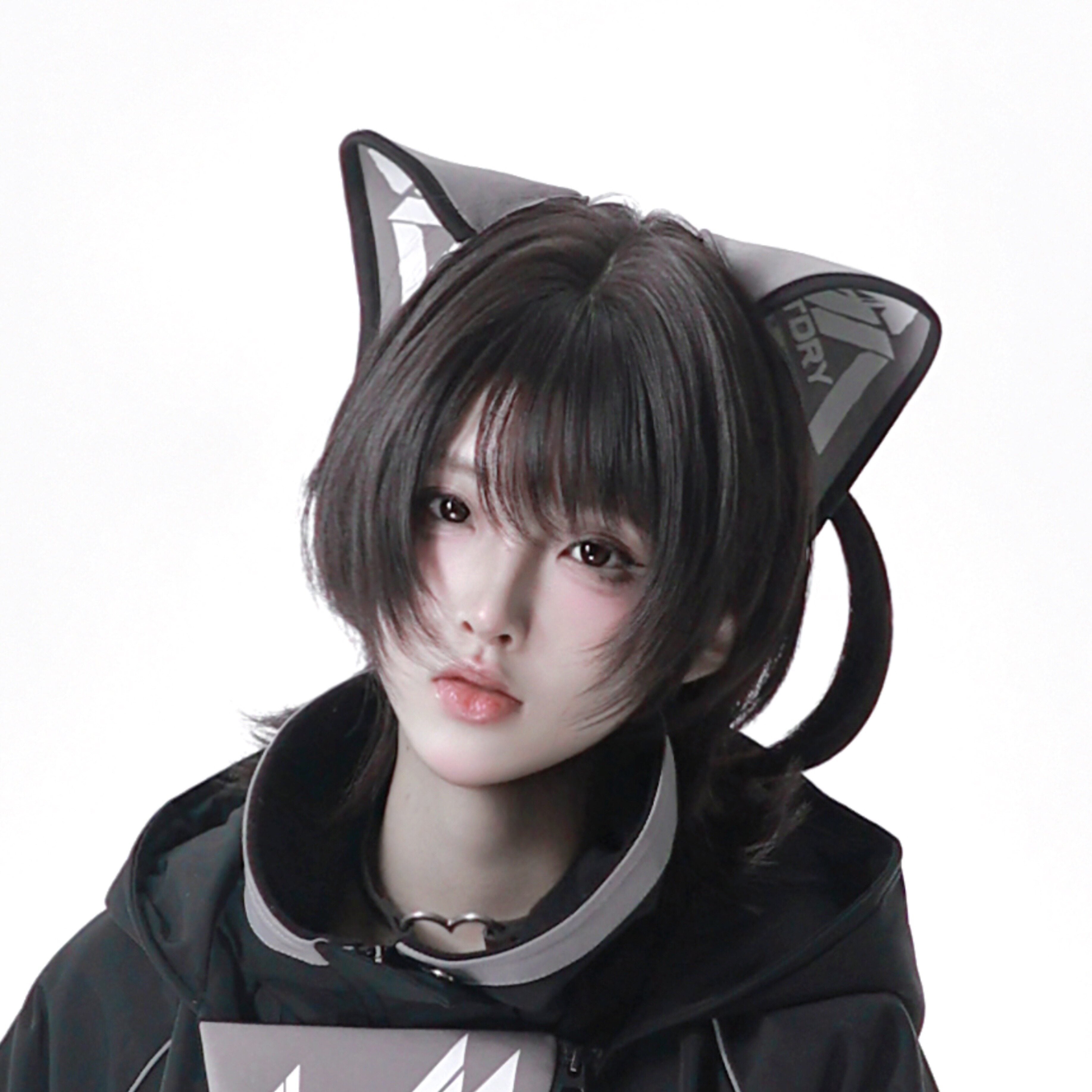 Dystopian Techwear Two-Piece Fleece-Lined Jacket and Shorts Set