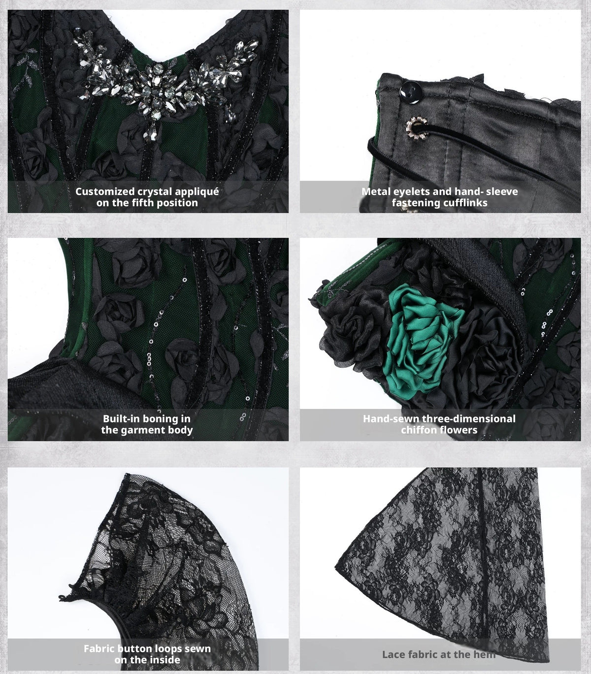 Sale at 20:00, Oct 20th. Emerald Night Gothic Halloween Imperial Green Boned Corset & Mermaid Skirt Set
